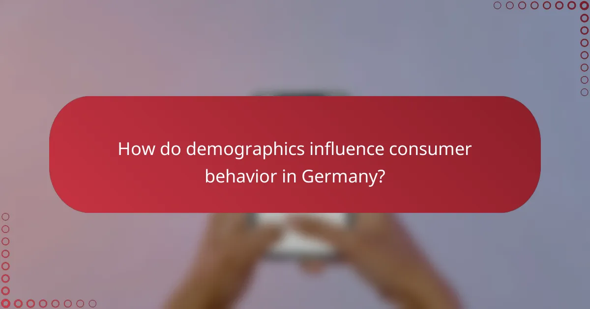 How do demographics influence consumer behavior in Germany?